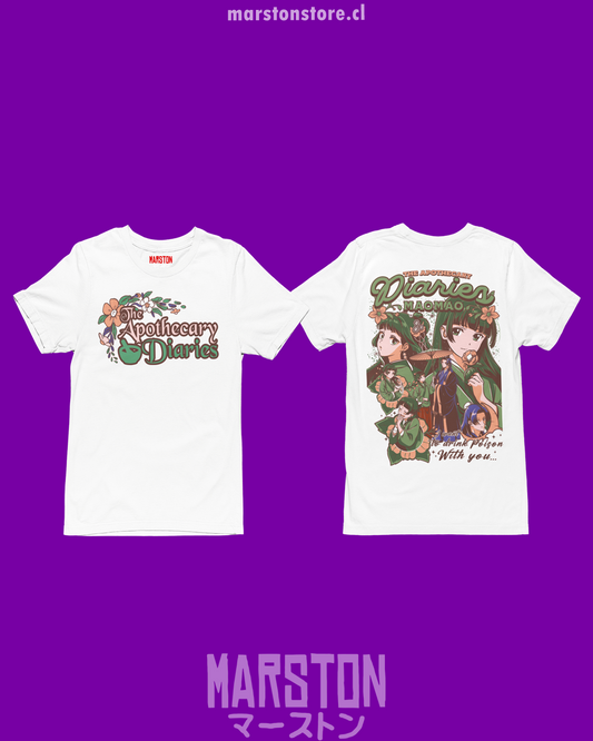 Polera blanca The Apothecary Diaries, Los diarios de la boticaria (Kusuriya no Hitorigoto), con Maomao y Jinshi