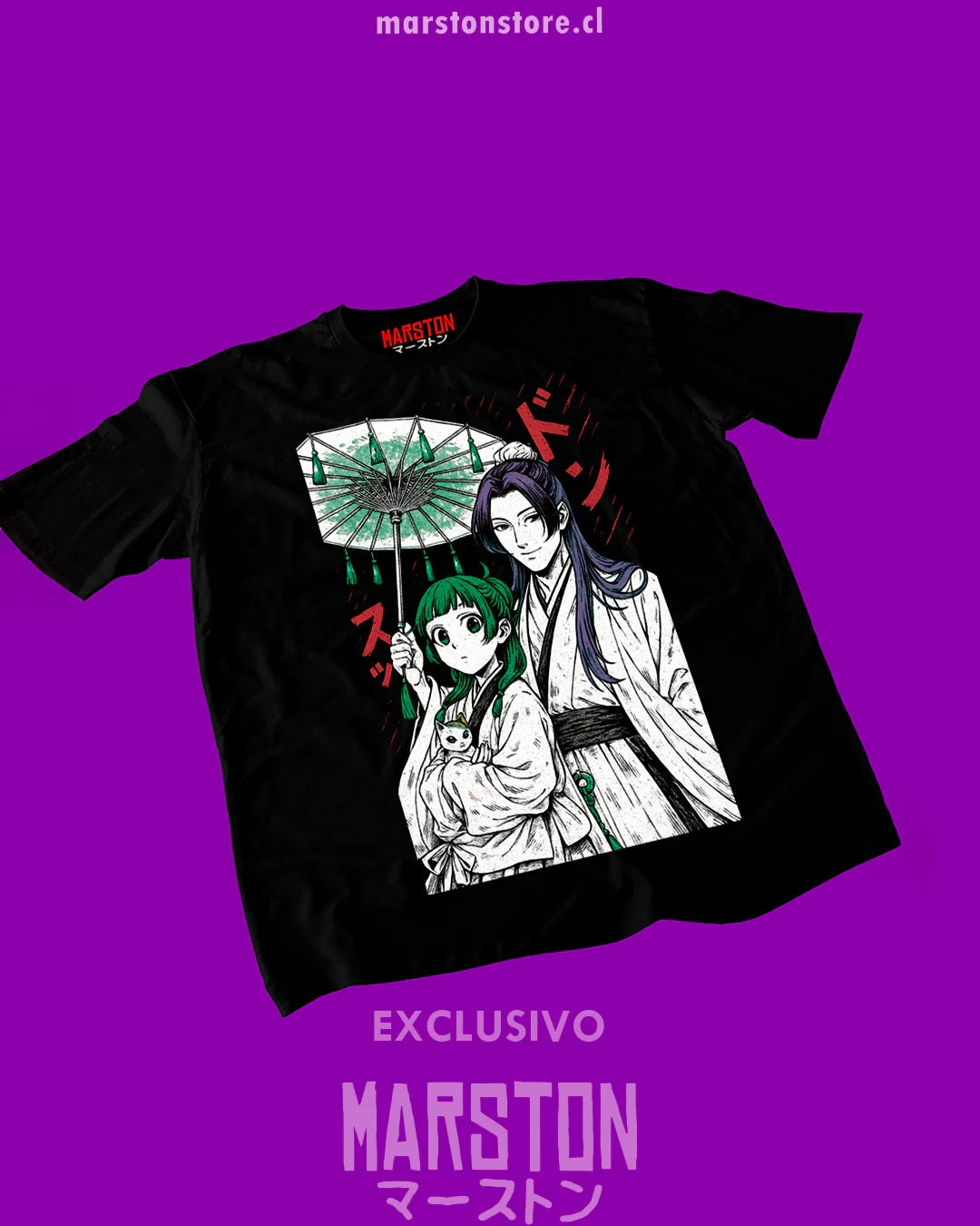 Polera negra The Apothecary Diaries, Los diarios de la boticaria (Kusuriya no Hitorigoto), con Maomao y Jinshi