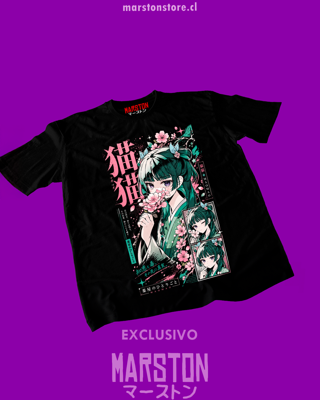 Polera negra The Apothecary Diaries, Los diarios de la boticaria (Kusuriya no Hitorigoto), con diseño de Maomao