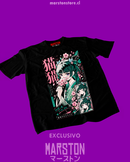 Polera negra The Apothecary Diaries, Los diarios de la boticaria (Kusuriya no Hitorigoto), con diseño de Maomao