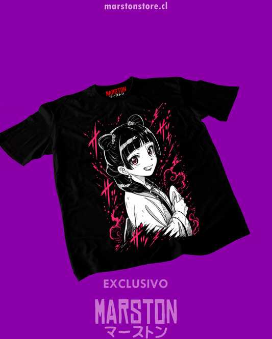 Polera negra The Apothecary Diaries, Los diarios de la boticaria (Kusuriya no Hitorigoto), con diseño de Maomao