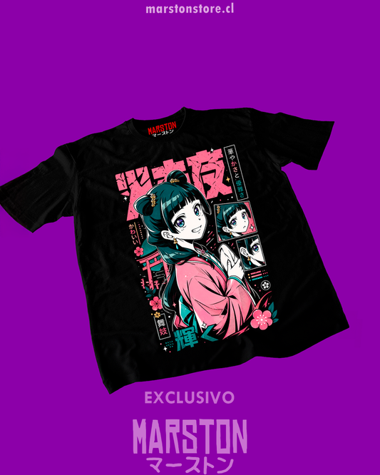 Polera negra The Apothecary Diaries, Los diarios de la boticaria (Kusuriya no Hitorigoto), con diseño de Maomao