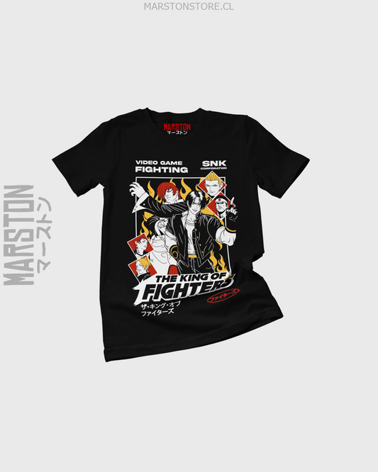 Polera negra con diseño de The King of Fighters