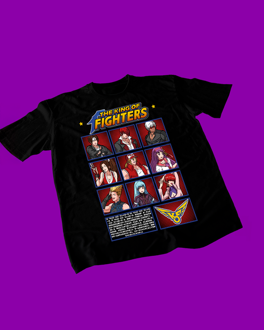Polera negra con diseño de The King of Fighters