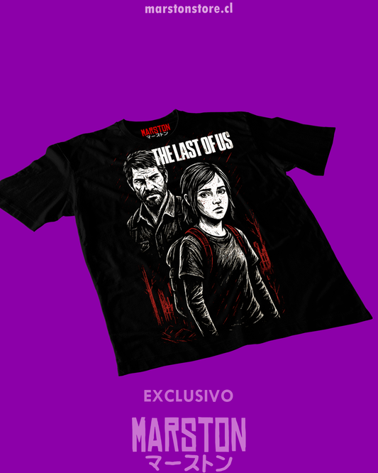 Polera negra The Last of Us con Joel Miller y Ellie Williams
