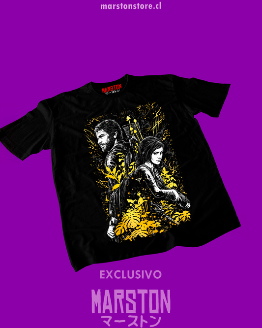 Polera negra The Last of Us con Joel Miller y Ellie Williams