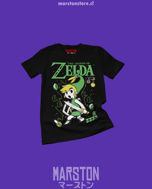 Polera negra The Legend of Zelda con diseño de Link