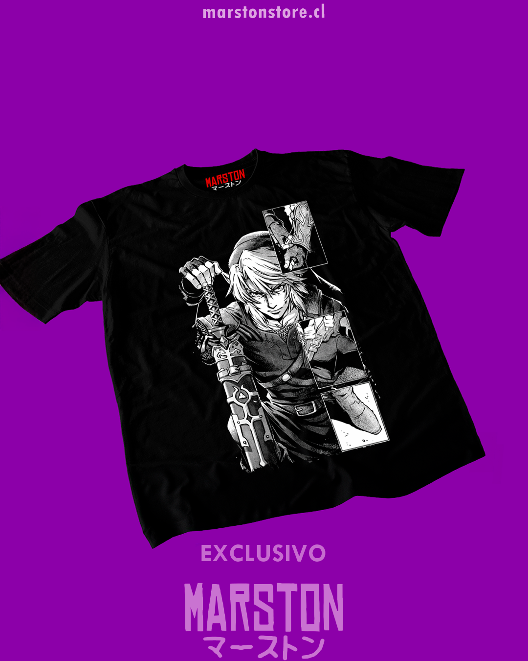 Polera negra The Legend of Zelda con diseño de Link