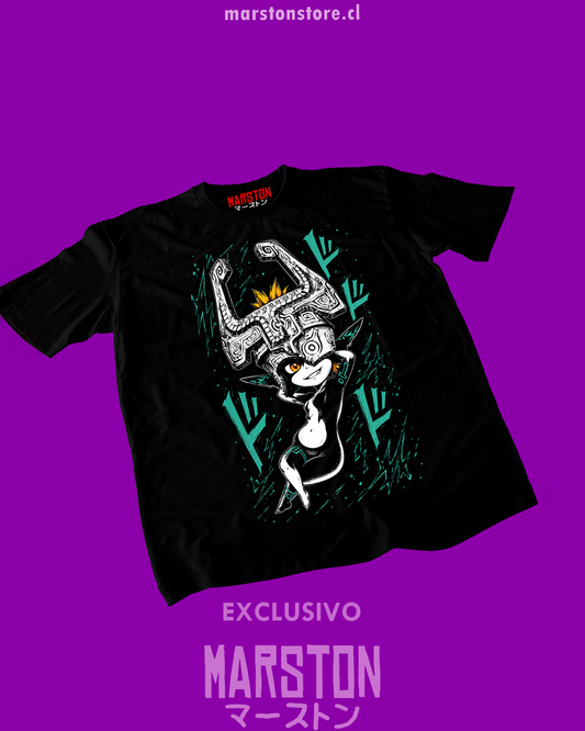 Polera negra The Legend of Zelda con diseño de Midna