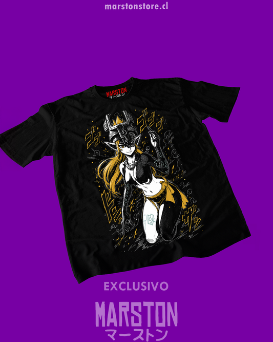 Polera negra The Legend of Zelda con diseño de Midna