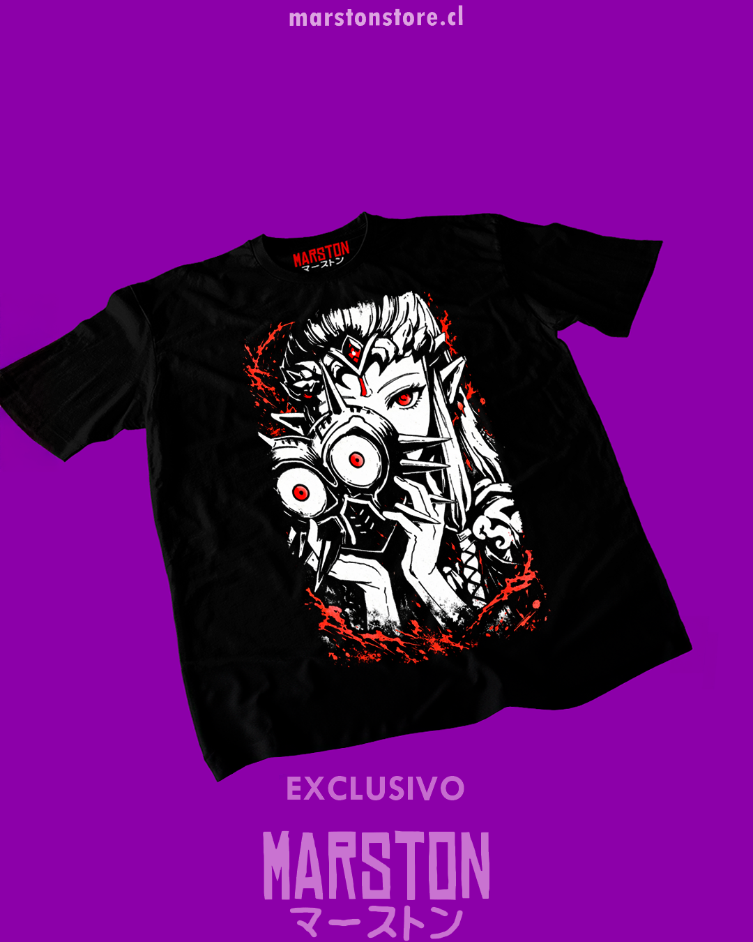 Polera negra con diseño de The Legend of Zelda