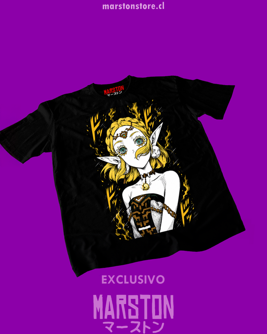 Polera negra con diseño de The Legend of Zelda
