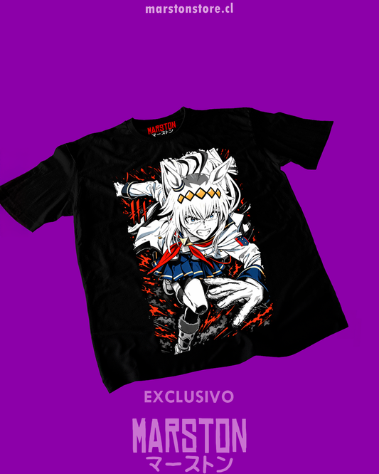 Polera negra Uma Musume Pretty Derby con diseño de Oguri Cap