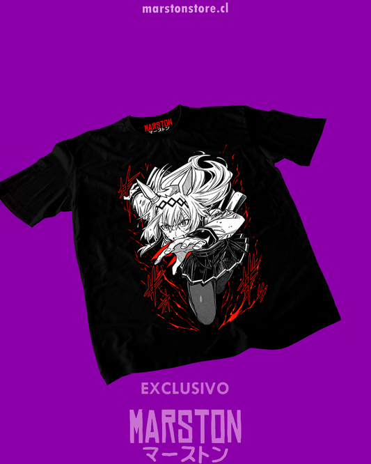 Polera negra Uma Musume Pretty Derby con diseño de Oguri Cap