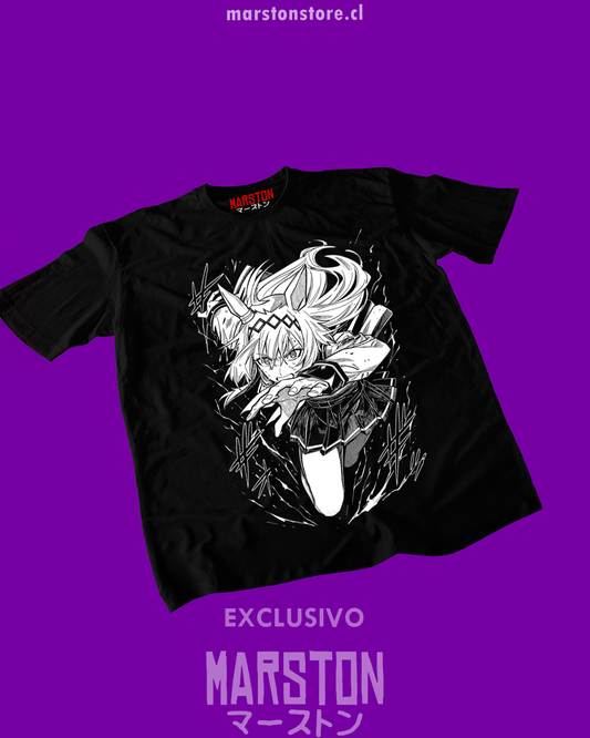 Polera negra Uma Musume Pretty Derby con diseño de Oguri Cap