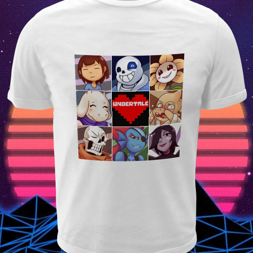 Polera blanca con diseño de Undertale