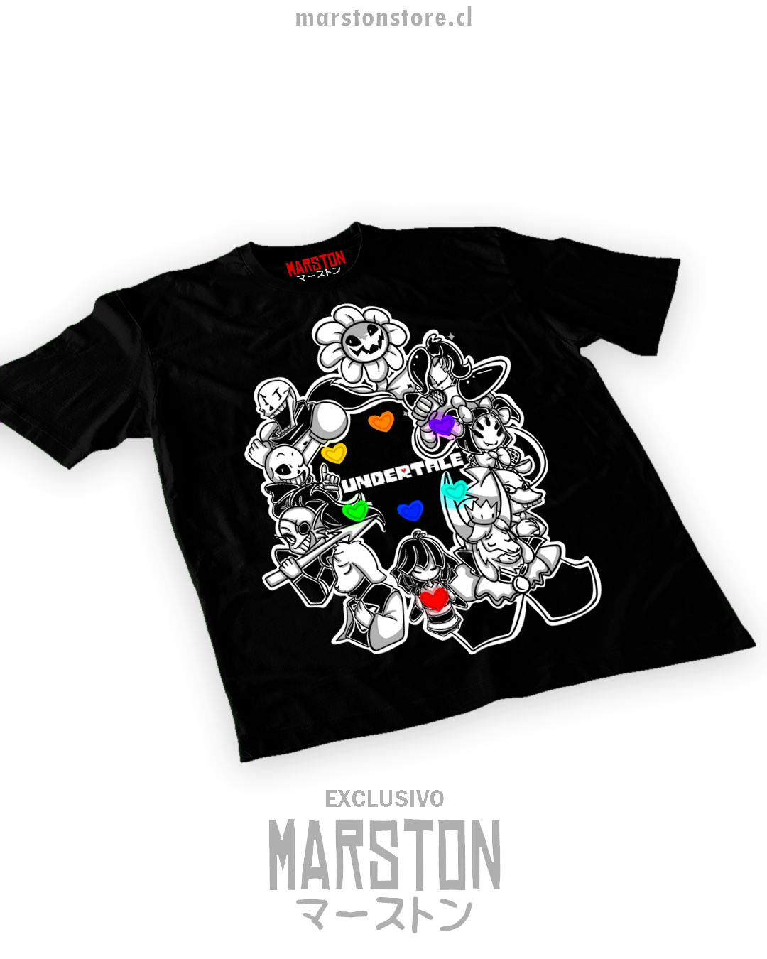 Polera negra con diseño de Undertale