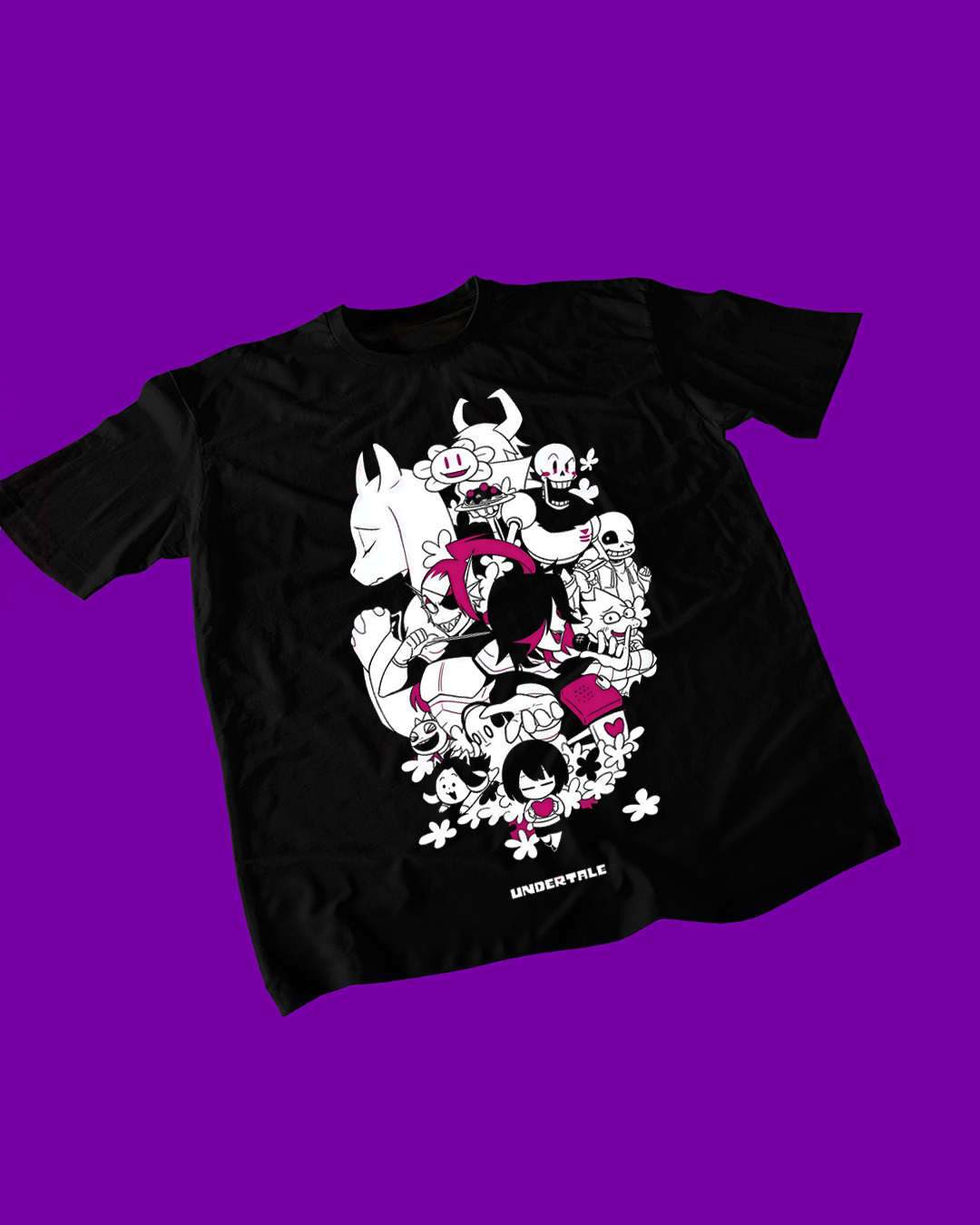 Polera negra con diseño de Undertale