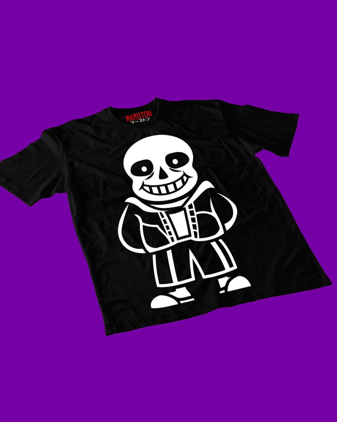 Polera negra Undertale con diseño de Sans
