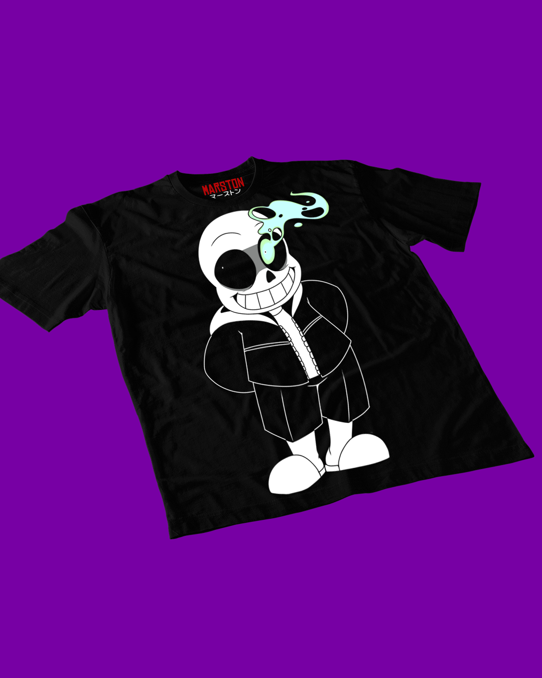 Polera negra Undertale con diseño de Sans