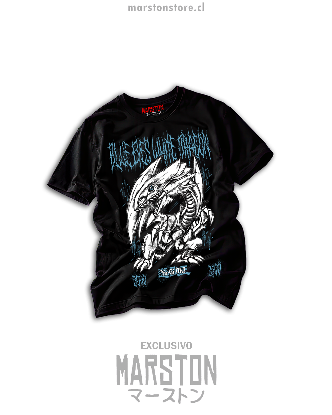 Polera negra Yu-Gi-Oh! - Blue-Eyes White Dragon