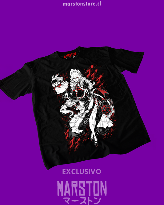 Polera negra Zenless Zone Zero con diseño de Alexandrina