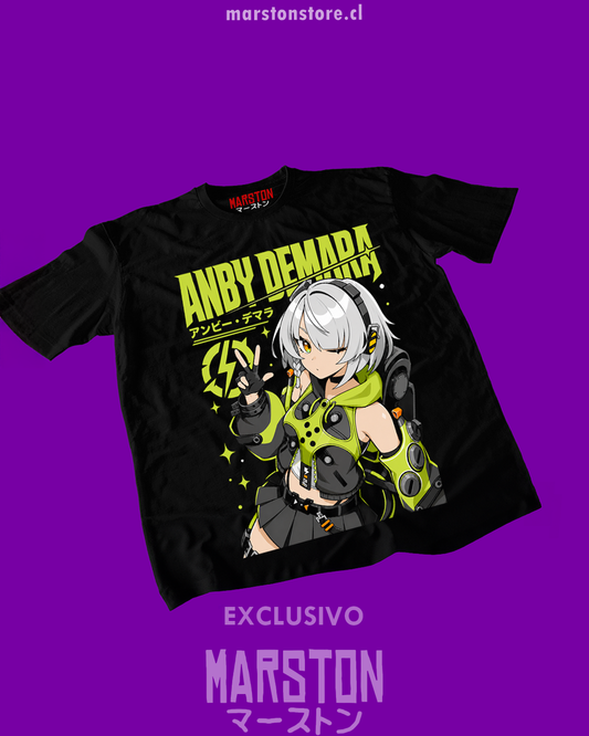 Polera negra Zenless Zone Zero con diseño de Anby Demara