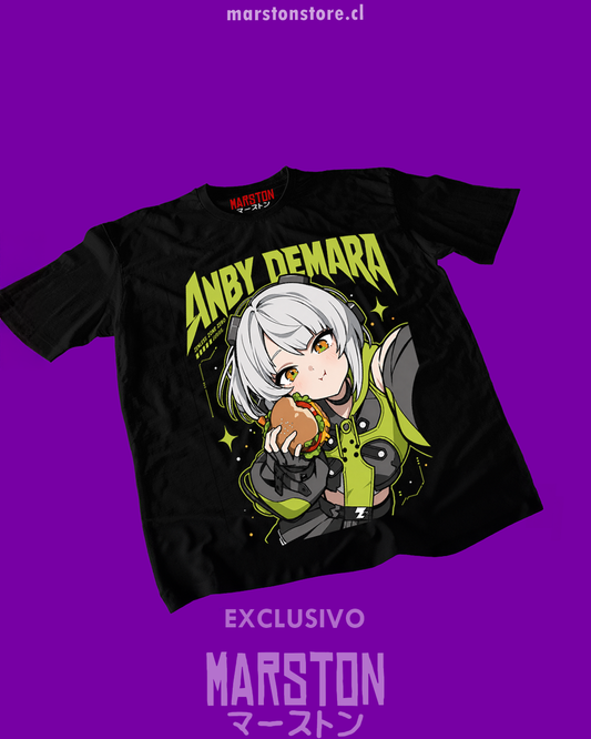 Polera negra Zenless Zone Zero con diseño de Anby Demara