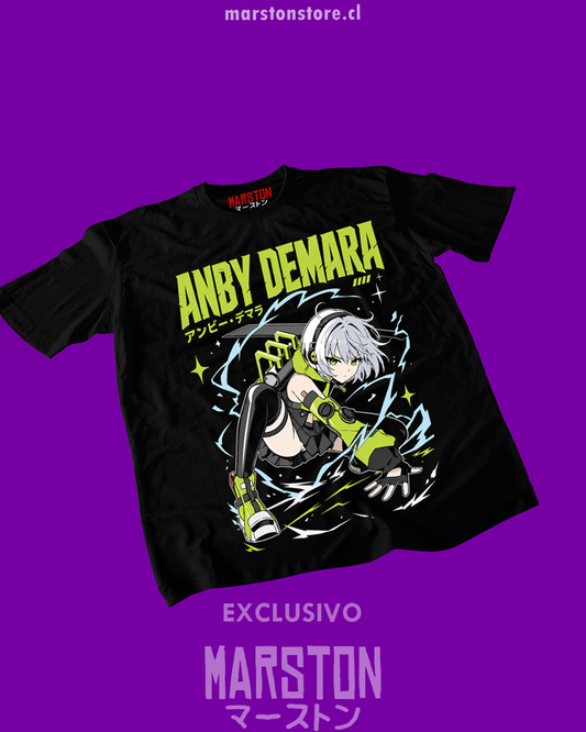 Polera negra Zenless Zone Zero con diseño de Anby Demara