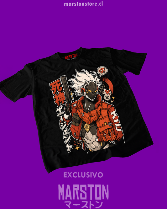 Polera negra Zenless Zone Zero con diseño de Billy Kid