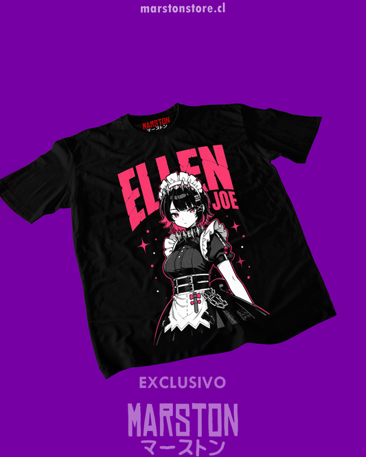 Polera negra Zenless Zone Zero con diseño de Ellen Joe