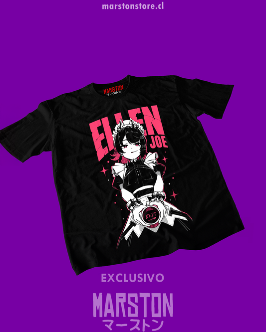 Polera negra Zenless Zone Zero con diseño de Ellen Joe