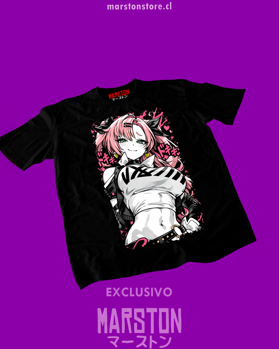 Polera negra Zenless Zone Zero con diseño de Nicole Demara
