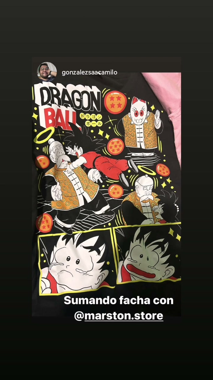 Foto real de cliente - Polera Dragon Ball - Gokú - Abuelo Gohan