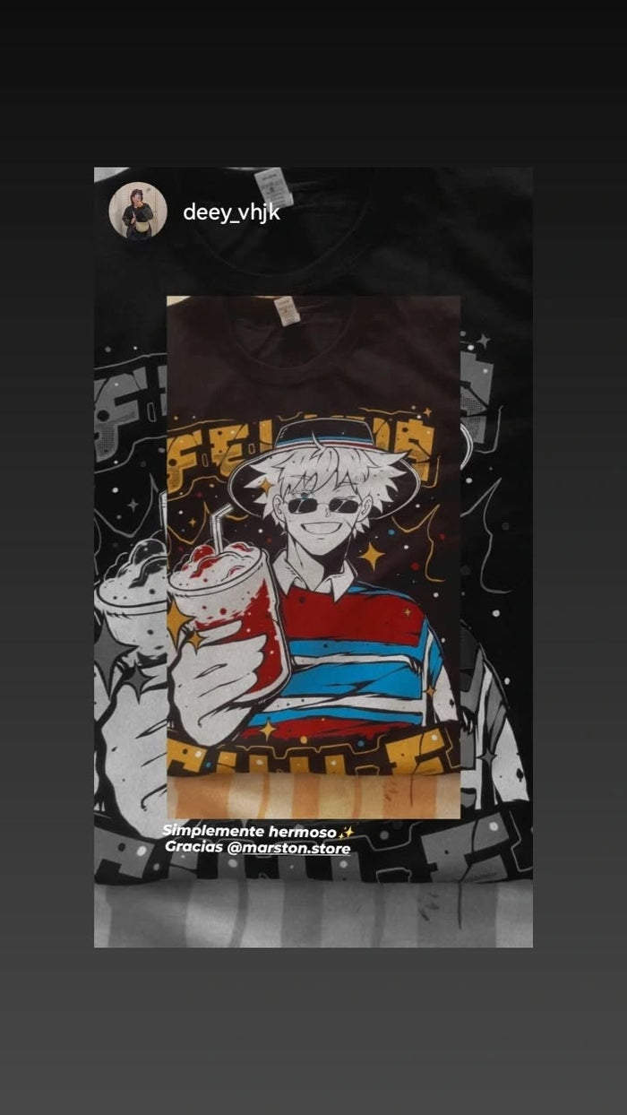 Foto real de cliente - Polera Jujutsu Kaisen - Satoru Gojo Huaso - Fiestas Patrias (#cxn)