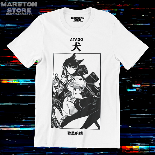 Polera blanca Azur Lane con diseño de Atago