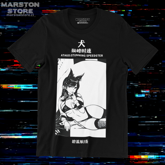 Polera negra Azur Lane con diseño de Atago