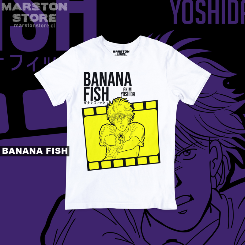 Polera blanca de Banana Fish con Ash Lynx