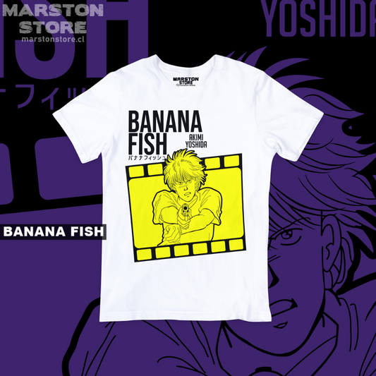 Polera blanca de Banana Fish con Ash Lynx