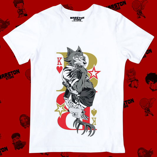 Polera blanca de Beastars con Legoshi