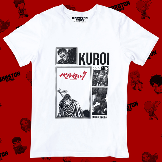 Polera blanca de Berserk con diseño inspirado en el manga