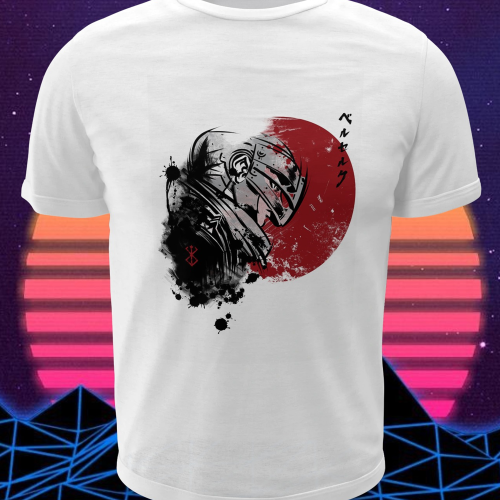 Polera blanca de Berserk con diseño inspirado en el manga
