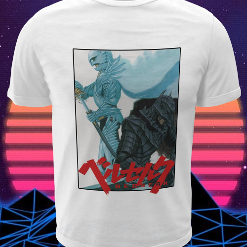Polera blanca de Berserk con diseño inspirado en el manga