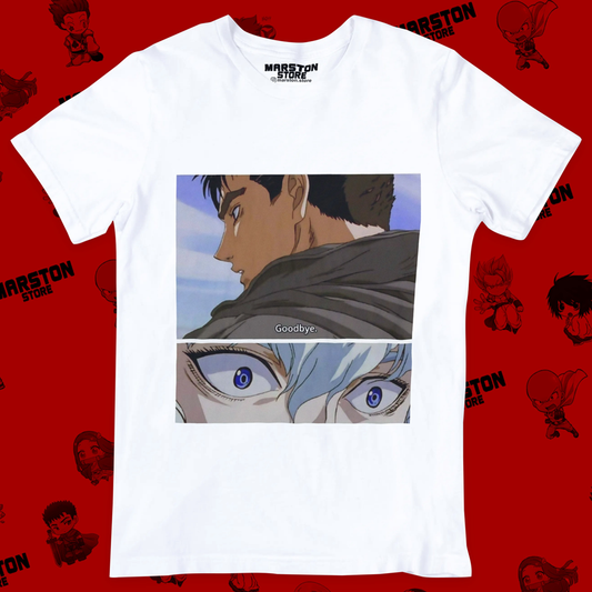 Polera blanca de Berserk con diseño inspirado en el manga