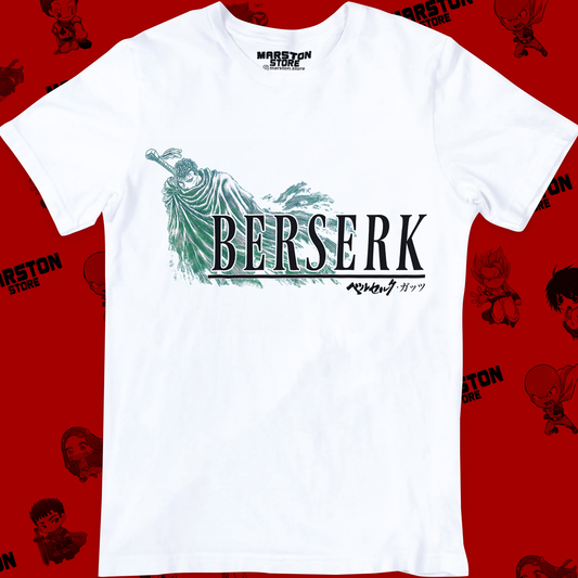 Polera blanca de Berserk con diseño inspirado en el manga