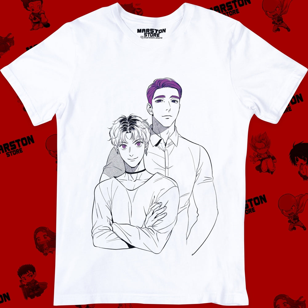 Polera blanca de BJ Alex con Chanwoo y MD