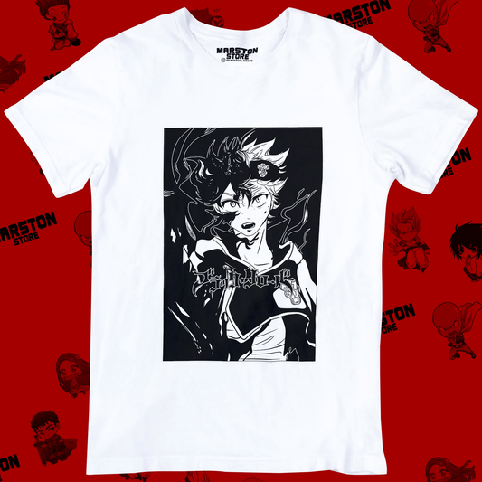 Polera blanca de Black Clover con Asta