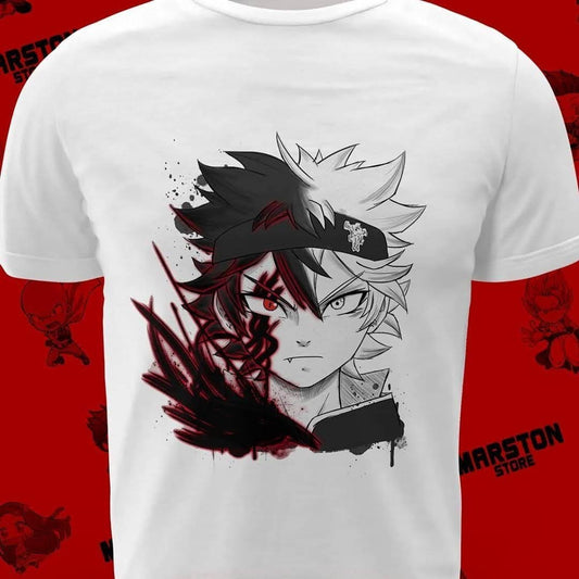 Polera blanca de Black Clover con Asta