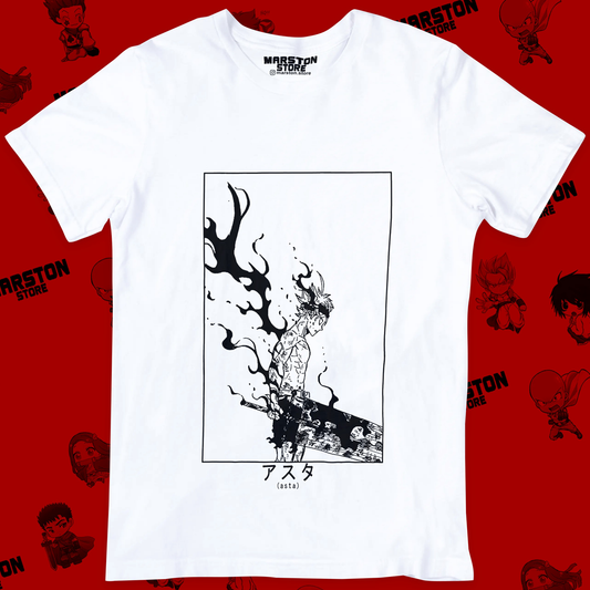 Polera blanca de Black Clover con Asta