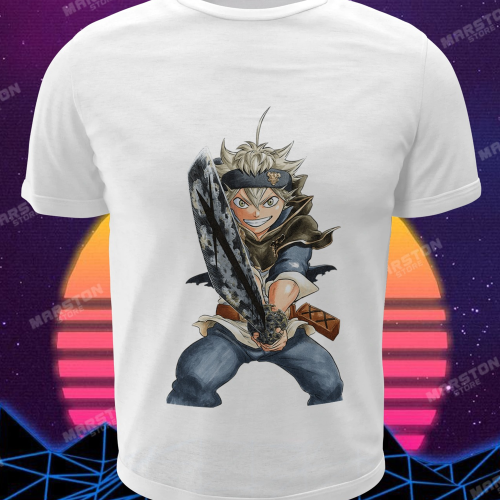 Polera blanca de Black Clover con Asta